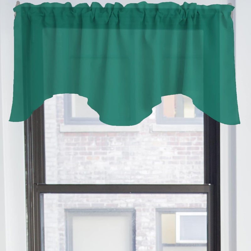 Zen Creative Designs Solid Poplin Scalloped Window Valance Home Décor Bedroom Nursery Kitchen Window (Green Teal) - Image 2